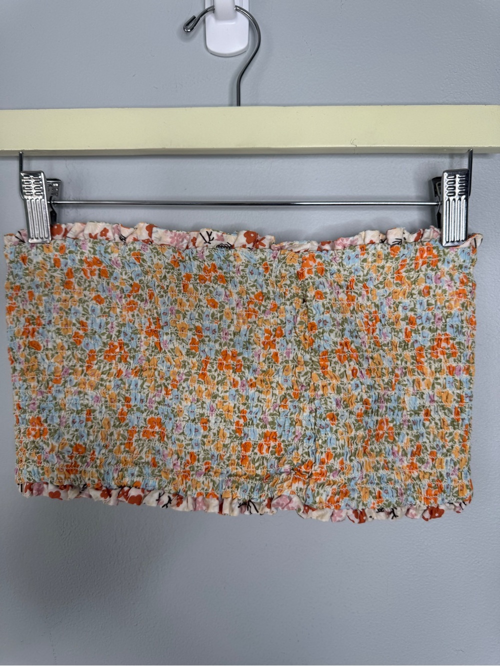 American Eagle Outfitters Orange Floral Smocked Tube Top
